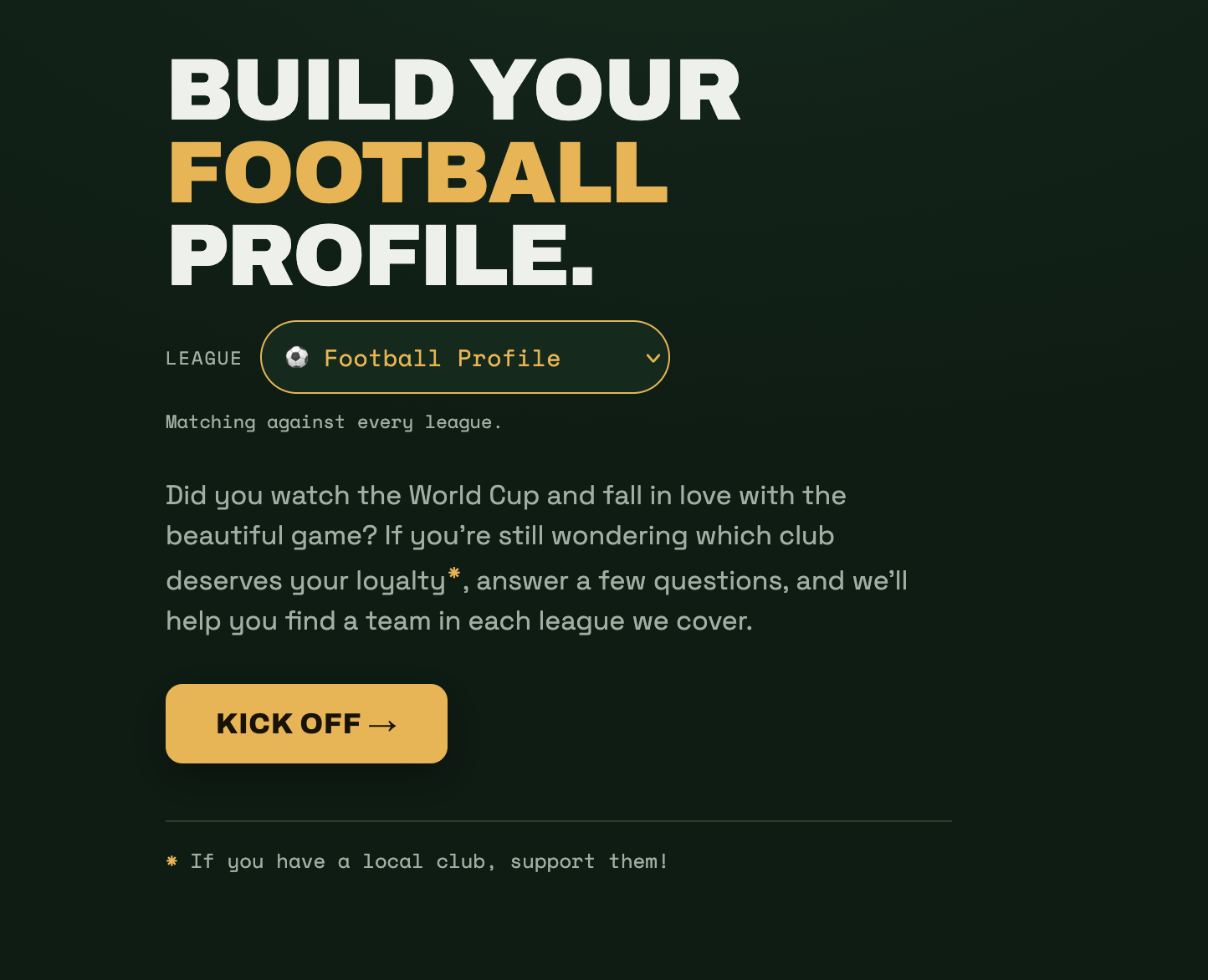 The quiz home page.